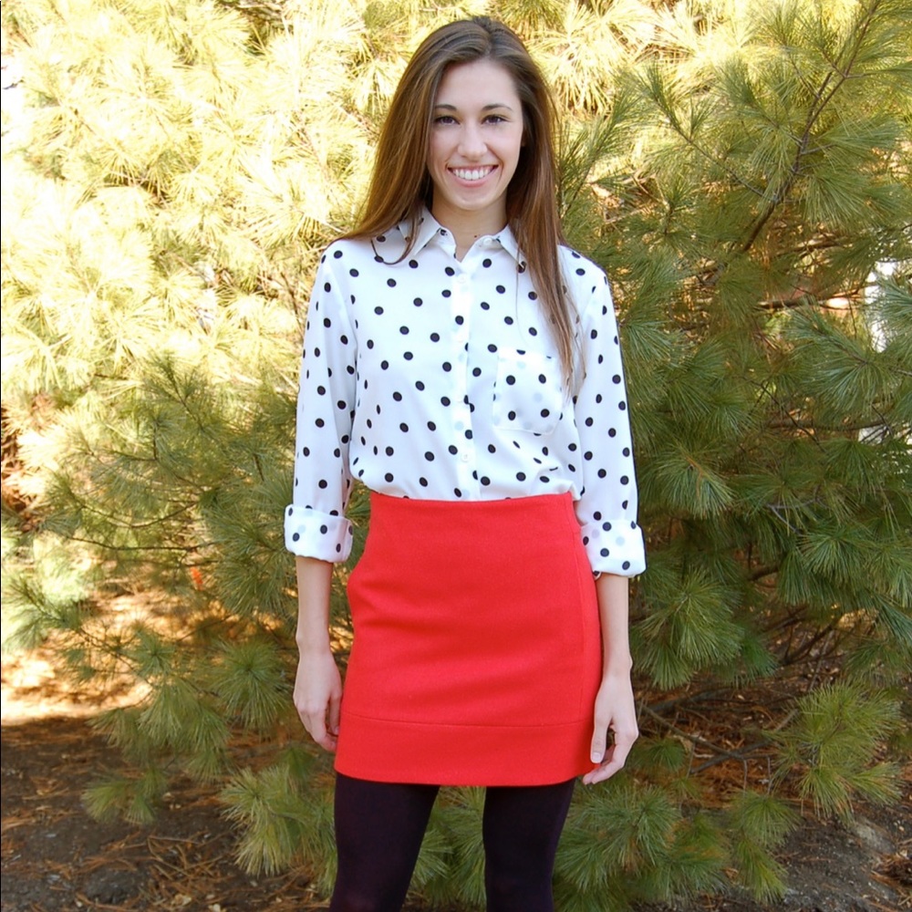 JCrew red-orange mini skirt